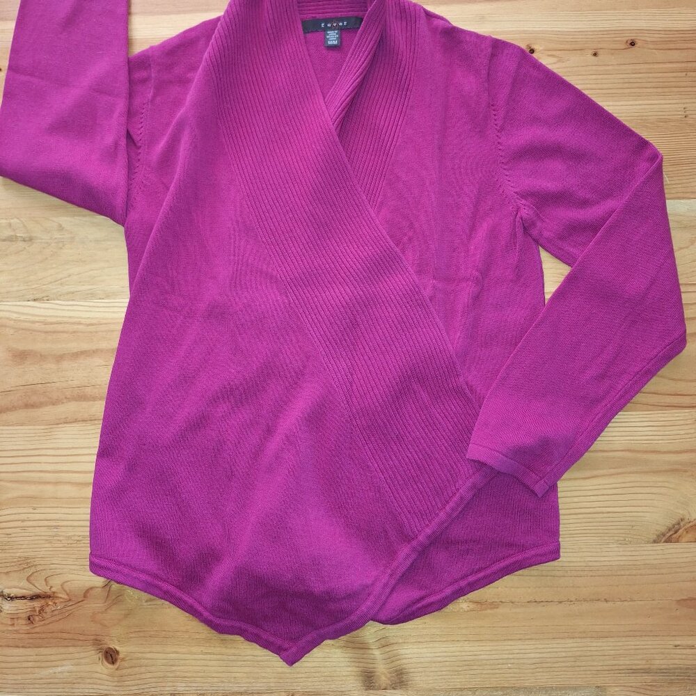 Fever Buttonless Fuchsia Long Sleeve Wrap Cardigan - Picture 2 of 9